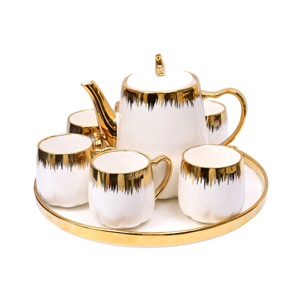 COFFEE SET 9PC CERAMIC REVOLVING ABC25-319 WHITE