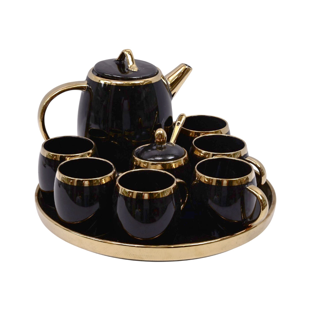 COFFEE SET 12PC CERAMIC REVOLVING ABC25-320 BLACK