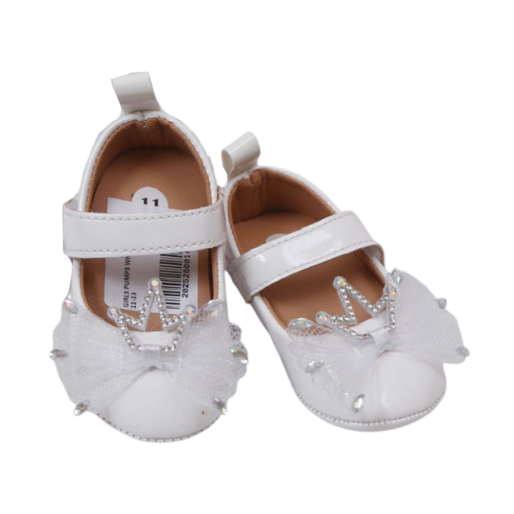 GIRLS PUMPS WHITE 11 W-3 11-13