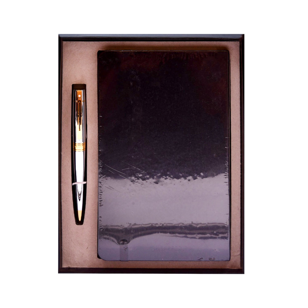 SHEAFFER 9342 /TABLE CLOCK SET SH 300 BRIGHT CHROME WITH GOL