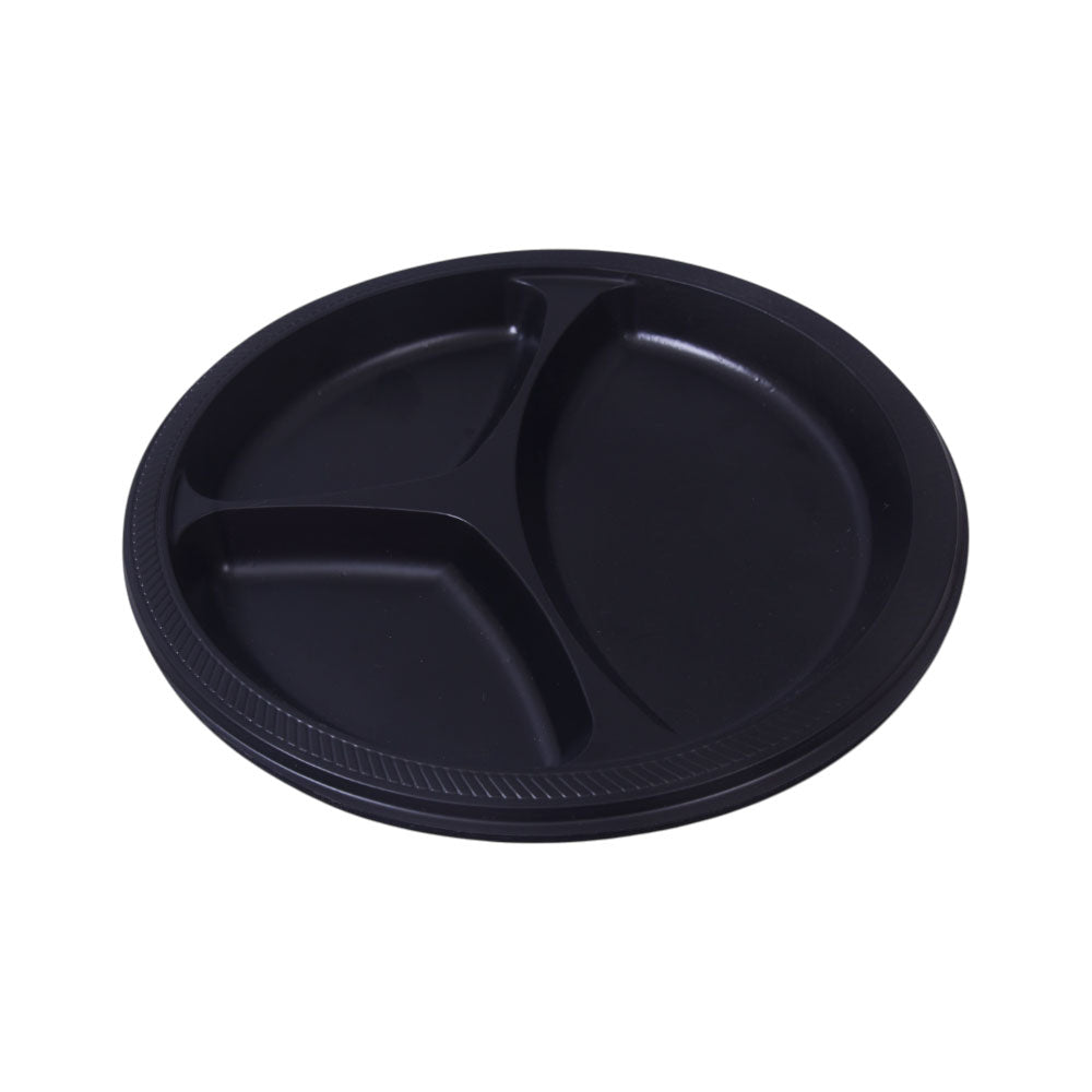 P-PAK DISPOSABLE PLATE 3 PORTION BLACK 10PC PCK