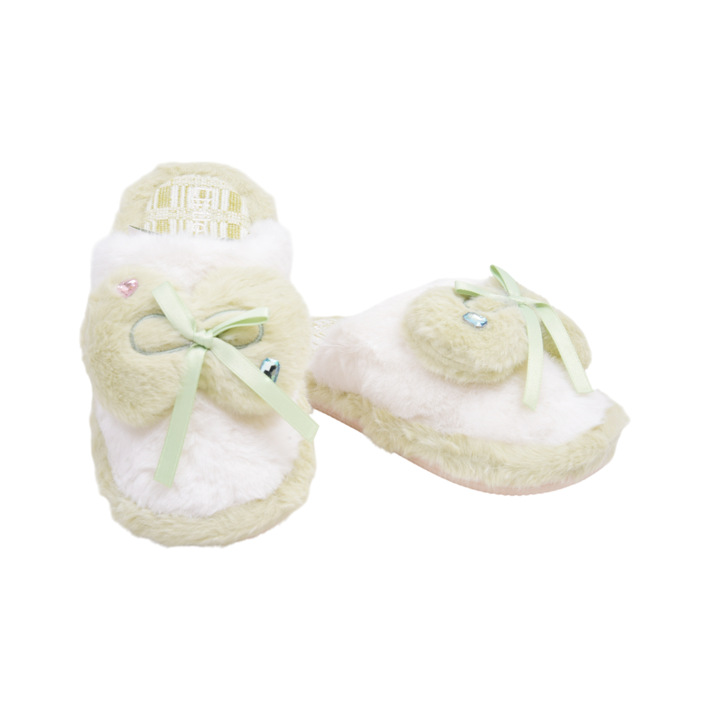 LADIES CARPET SLIPPER IR 40-41 GREEN/WHITE 25-6-1 36-41