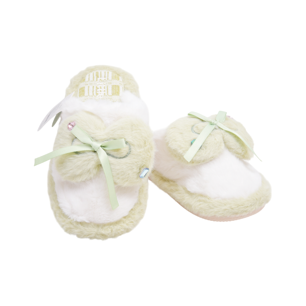 LADIES CARPET SLIPPER IR 38-39 GREEN/WHITE 25-6-1 36-41