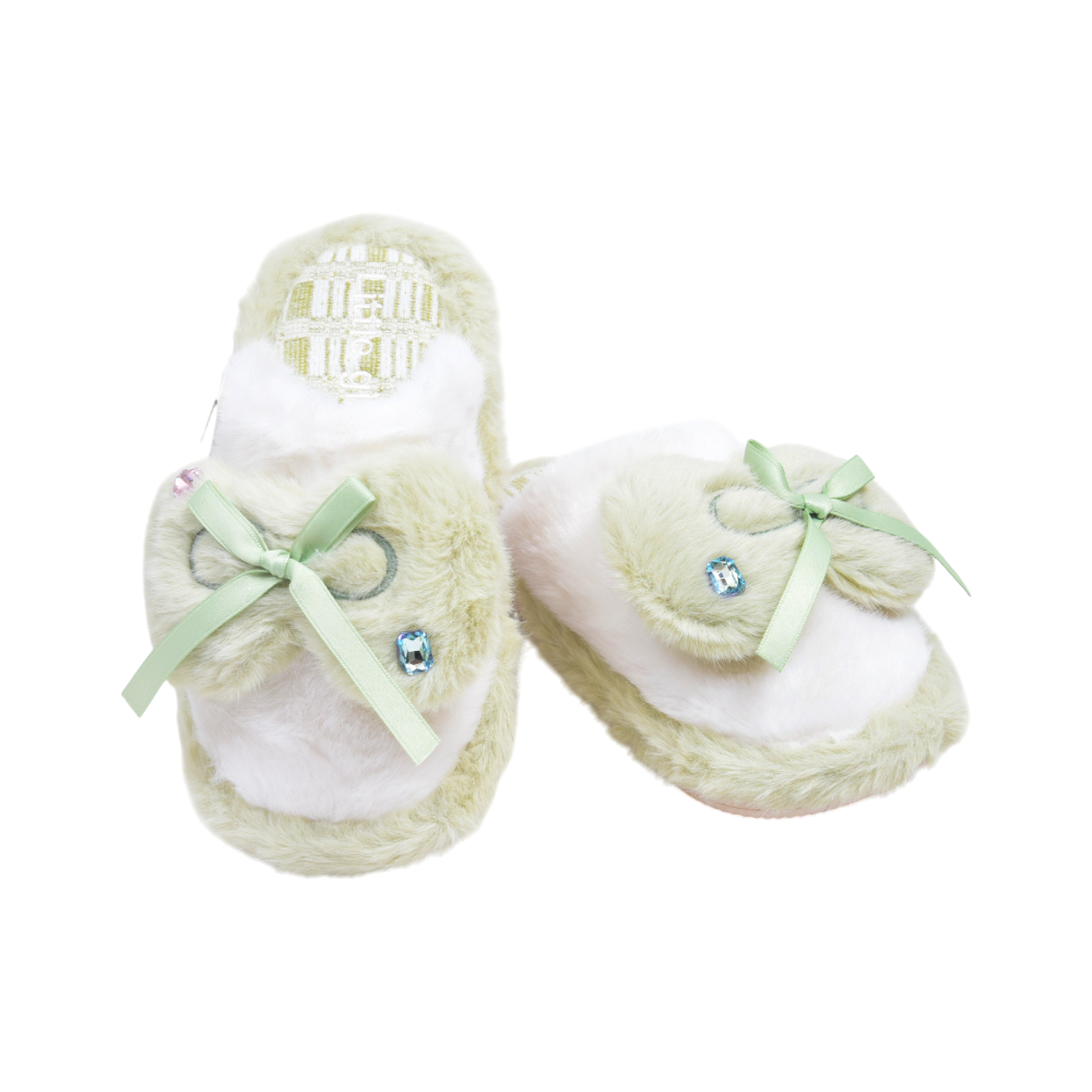 LADIES CARPET SLIPPER IR 36-37 GREEN/WHITE 25-6-1 36-41