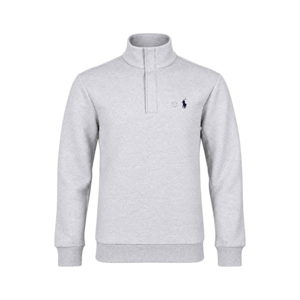 RL MEN L/S MOCK NECK PULLOVER UPPER 185004 GRY (IR)