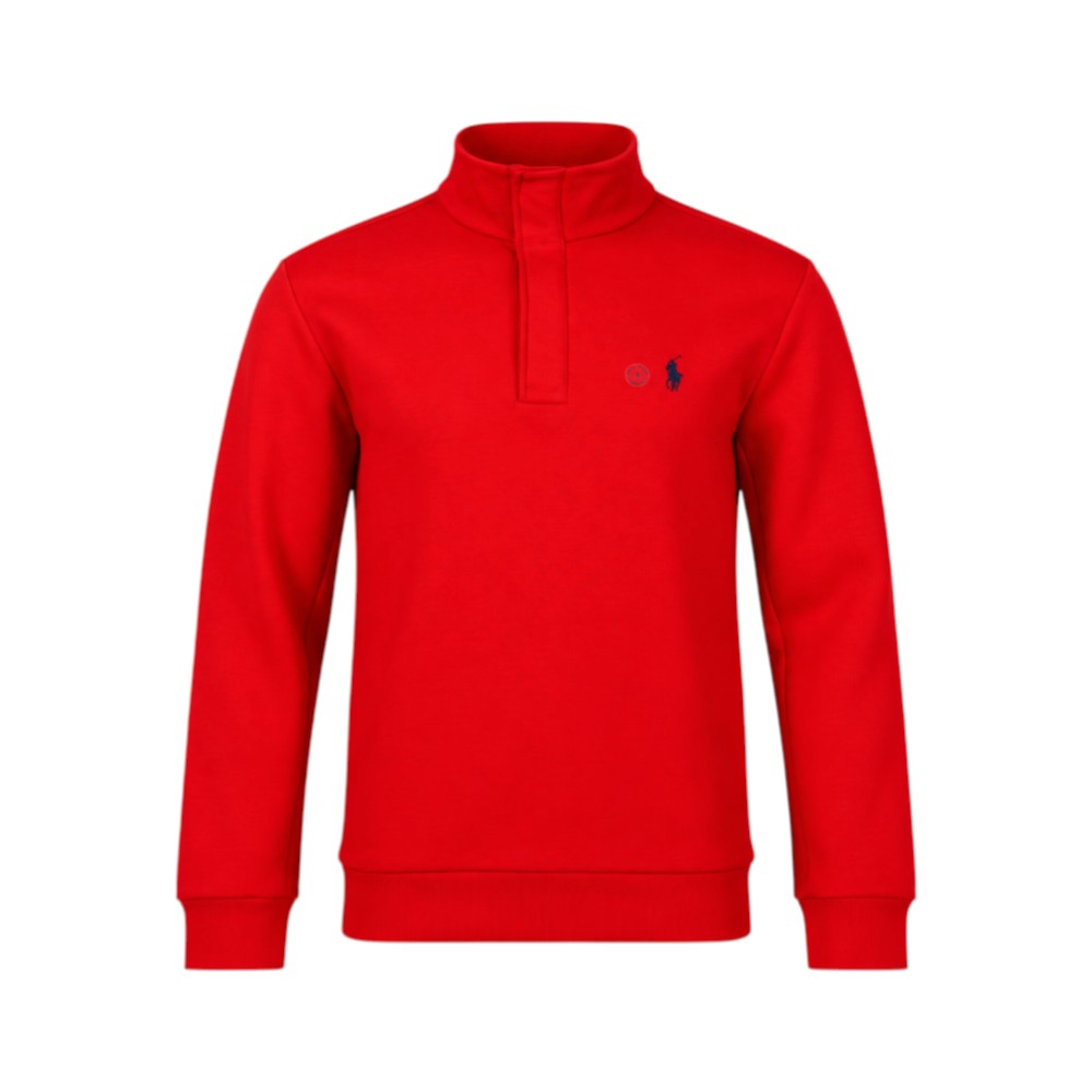 RL MEN L/S MOCK NECK PULLOVER UPPER 185005 RED (IRW)