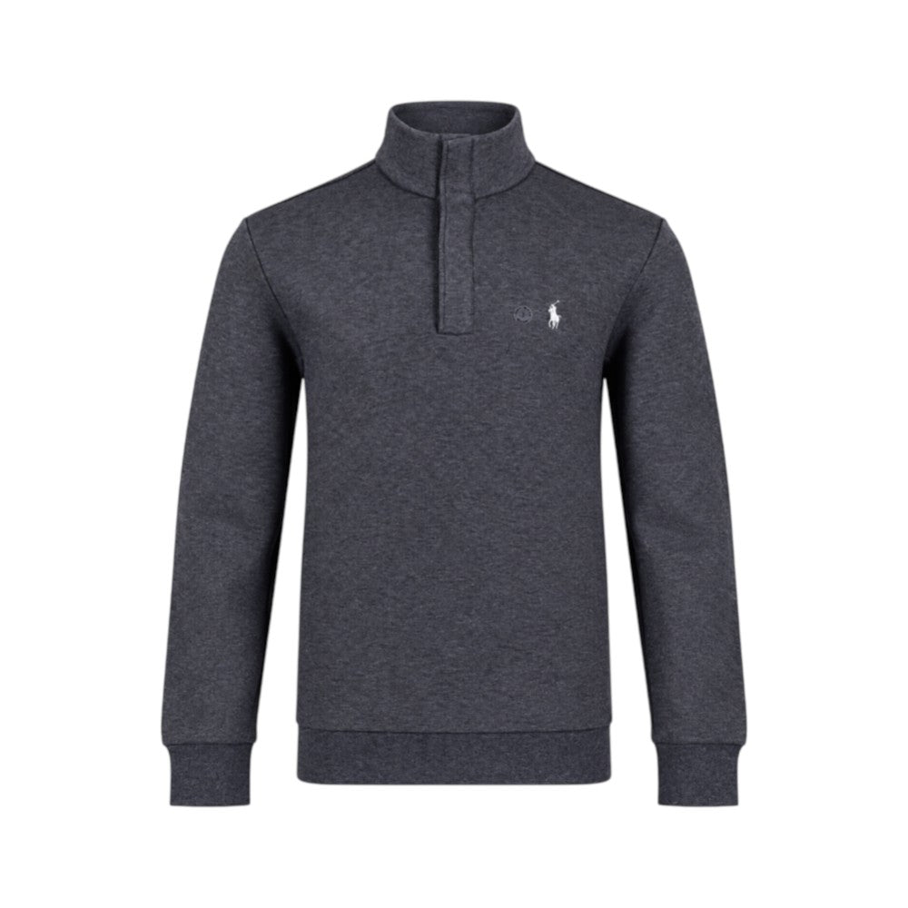RL MEN L/S MOCK NECK PULLOVER UPPER 185014 D-GRY (IRW)