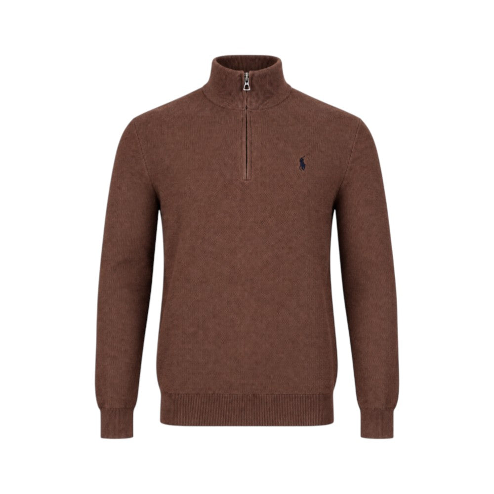 RL MEN L/S H-ZIPER PULLOVER UPPER 304527 BRN (IRW)