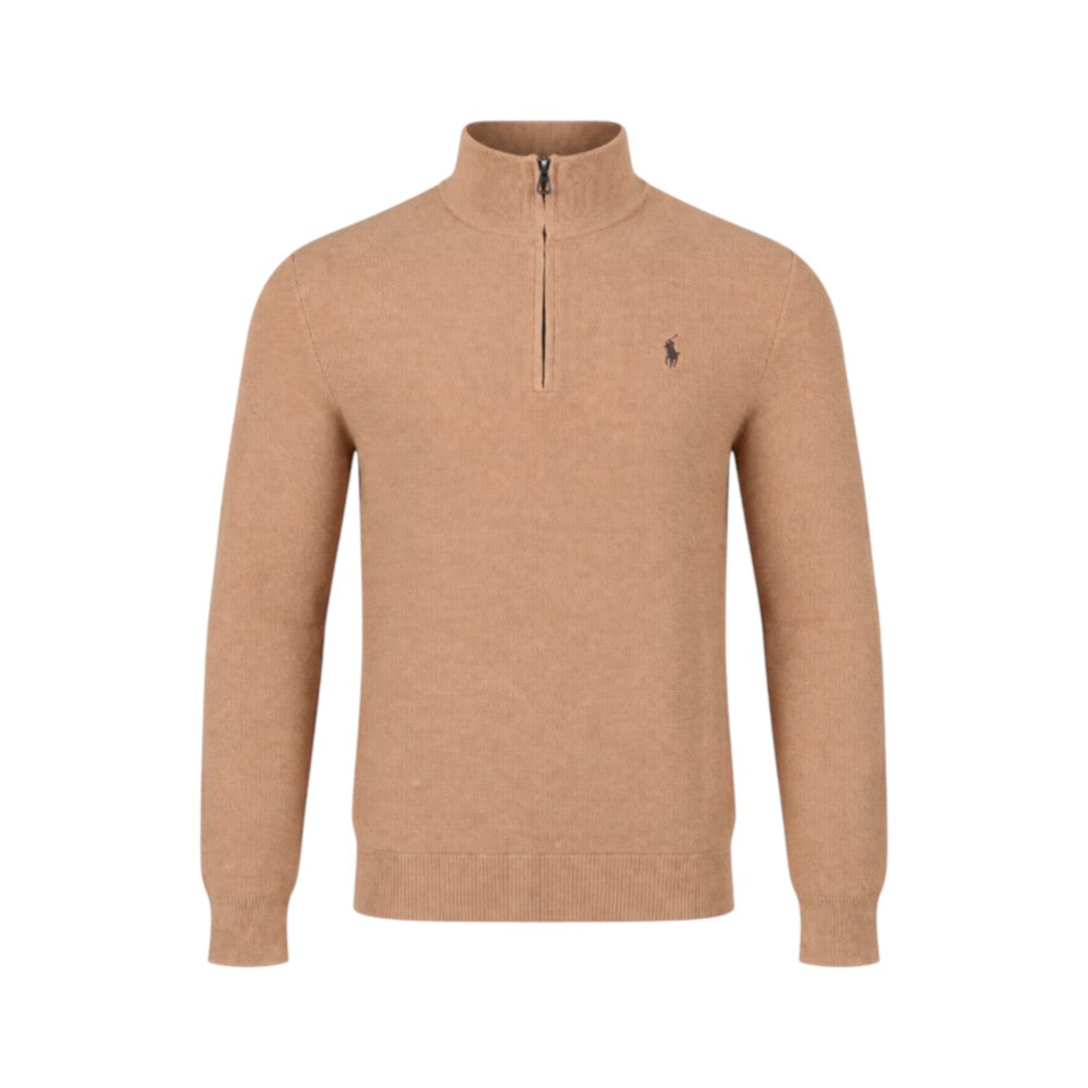 RL MEN L/S H-ZIPER PULLOVER UPPER 304500 L-BRN (IRW)