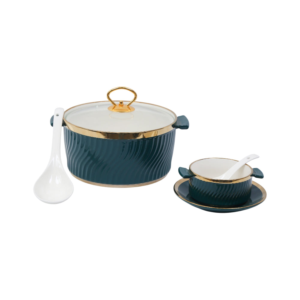 SOUP SET 21PC PORCELAIN GREEN MS
