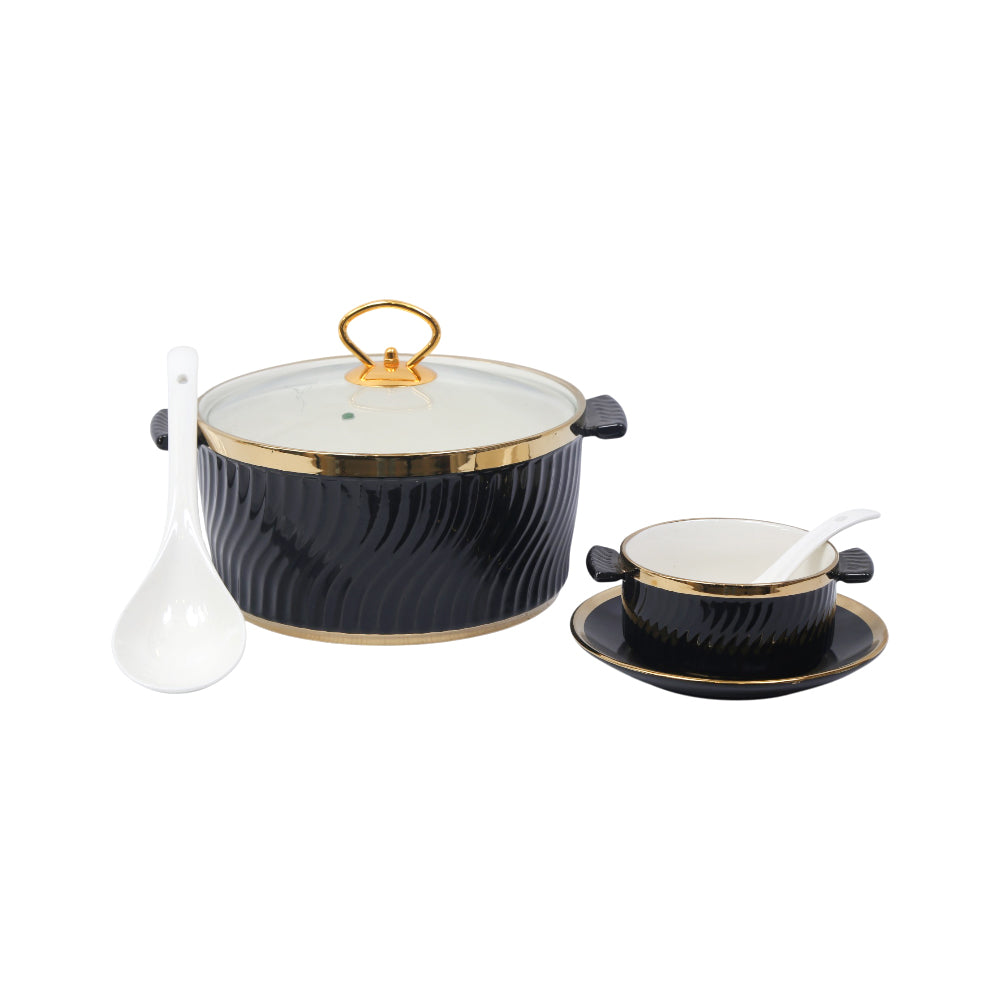 SOUP SET 21PC PORCELAIN BLACK MS