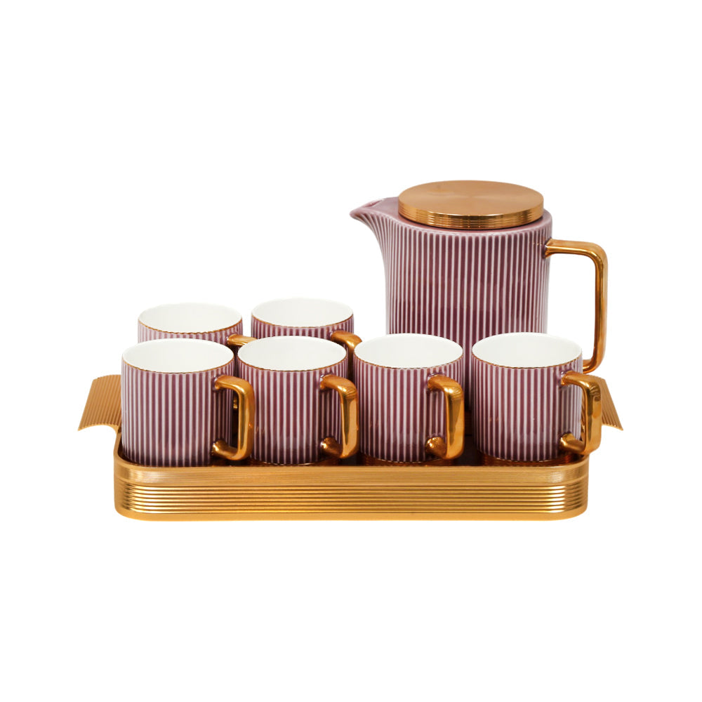 COFFEE SET 9PC CERAMIC METAL AM3667-S8 YELLOW AAK