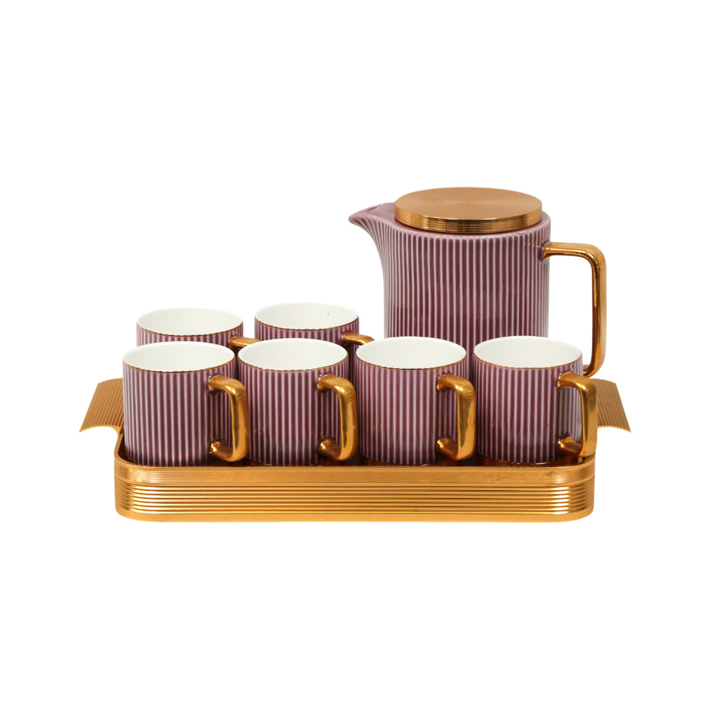 COFFEE SET 9PC CERAMIC METAL AM9562-S8 PURPLE AAK