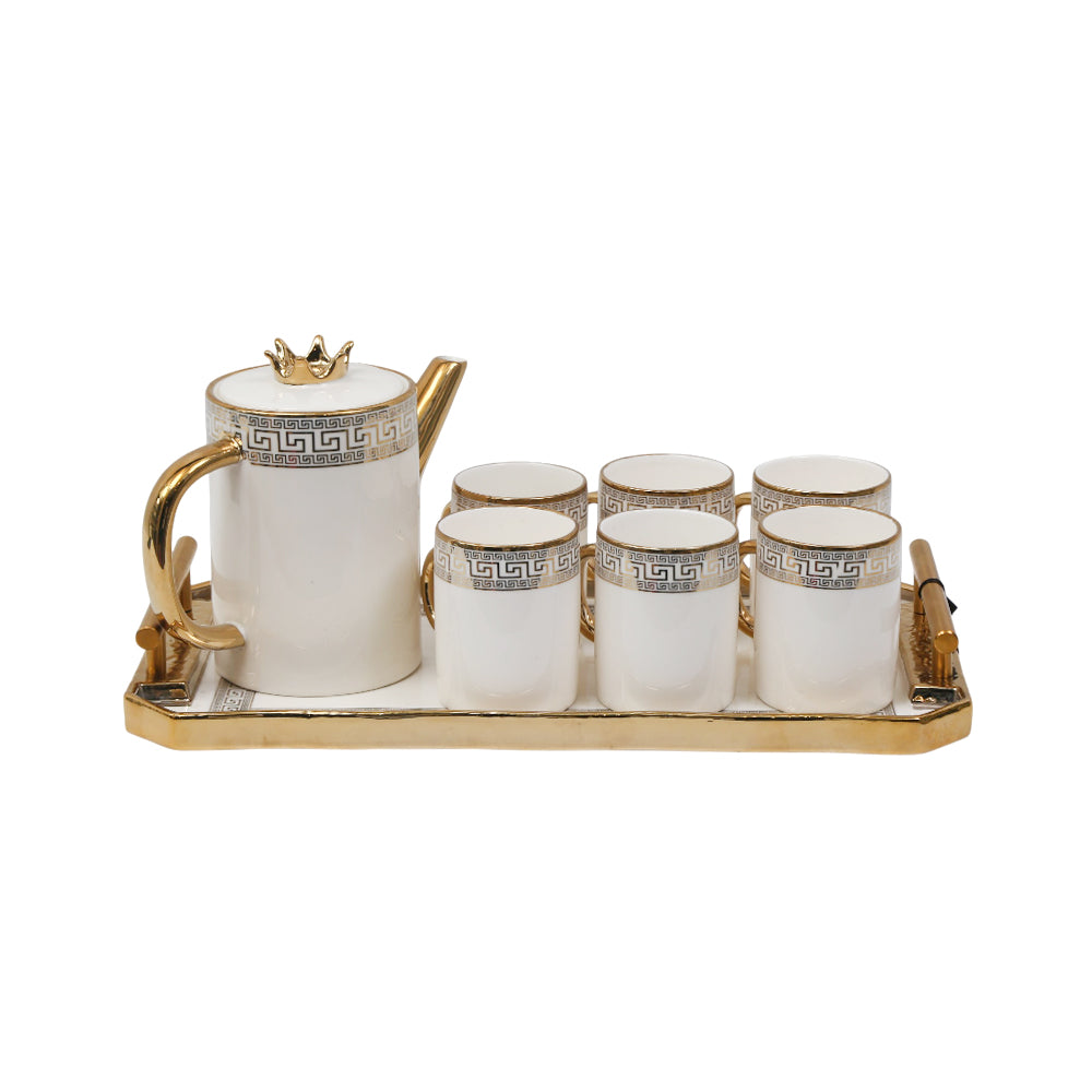 COFFEE SET 9PC CERAMIC ABC382 WHITE