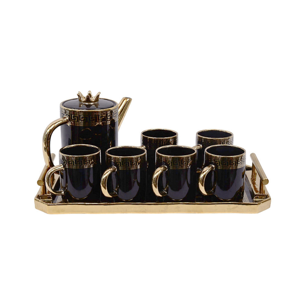 COFFEE SET 9PC CERAMIC SHINE COLLECTION ABC382 BLACK
