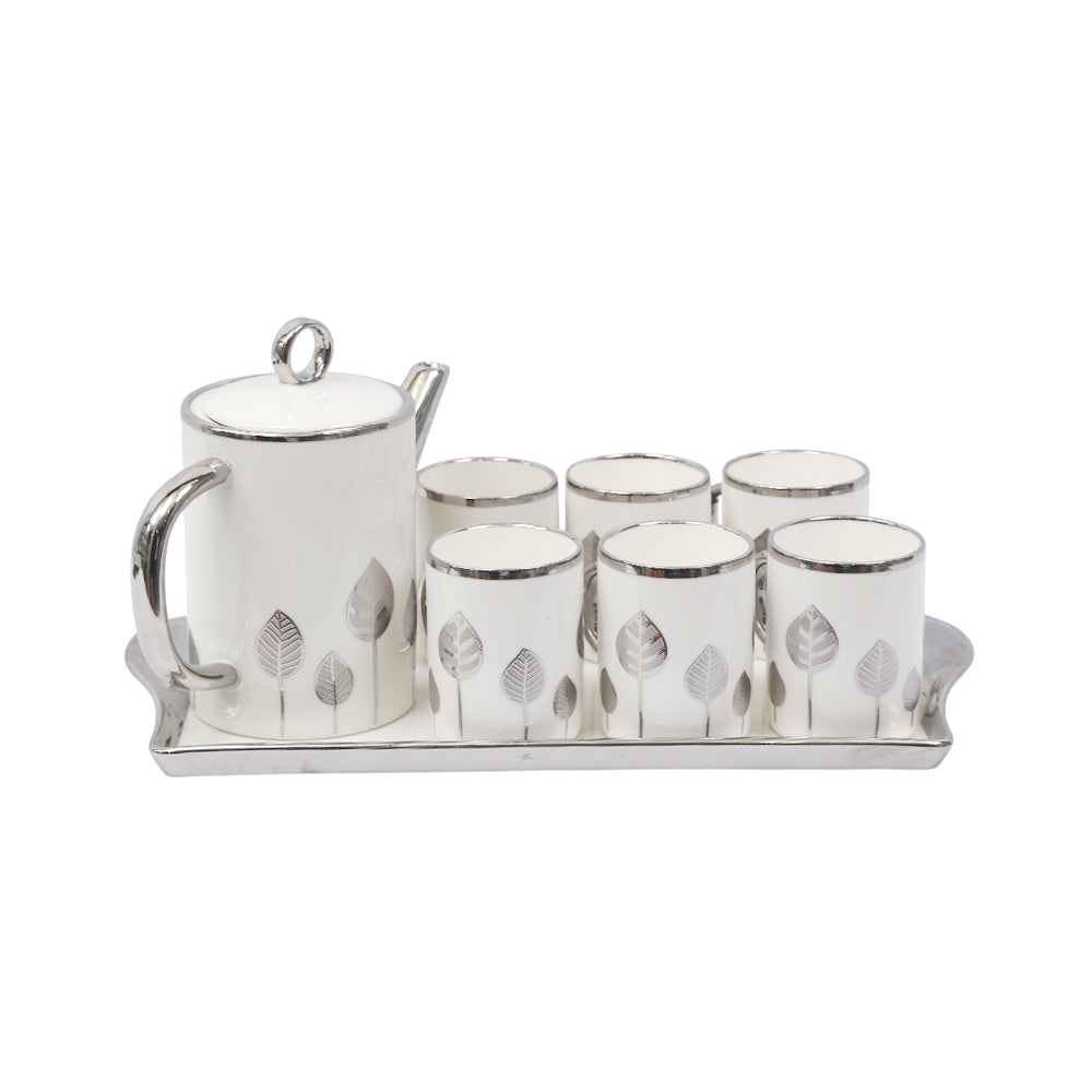 COFFEE SET 9PC CERAMIC ABC25-324 SILVER