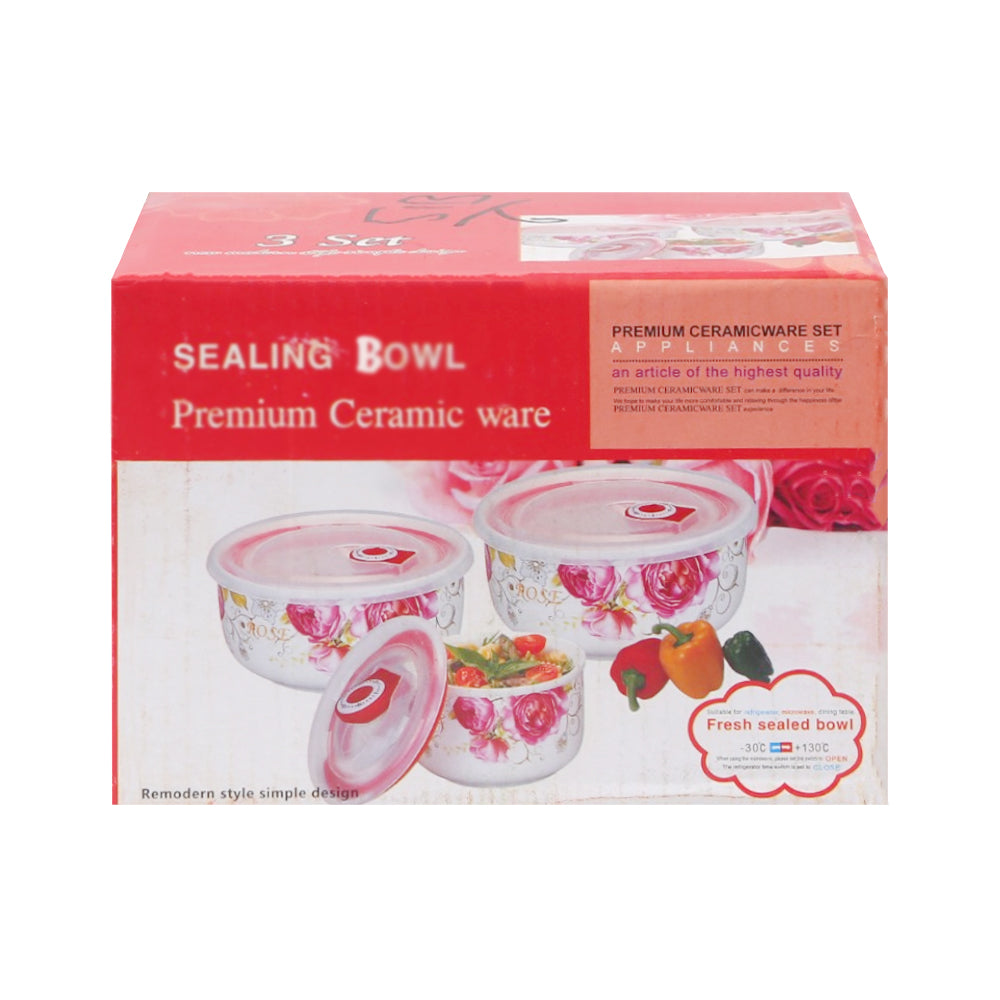 BOWL SET 3PC WITH LID CERAMIC 81-MT