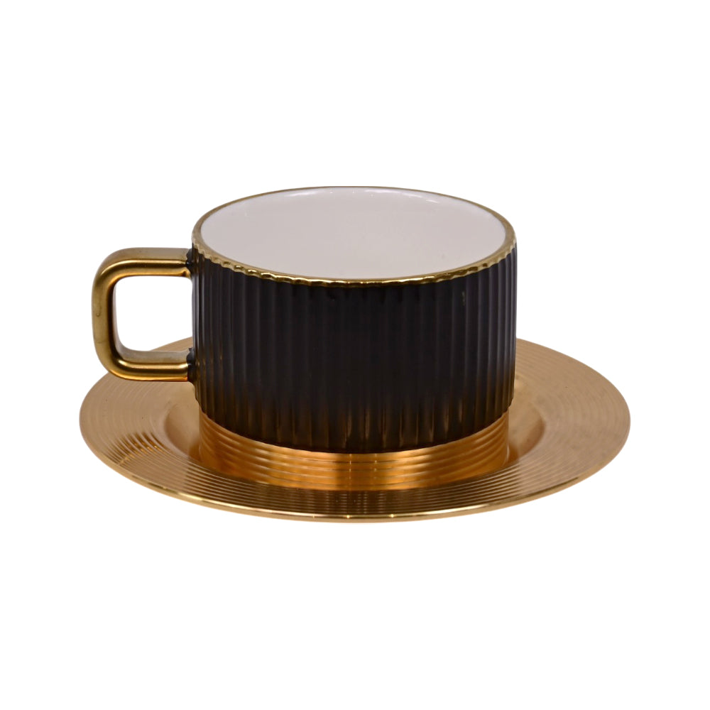 CUP & SAUCER SET 6PC PORCELAIN BLACK 5-6 MKT