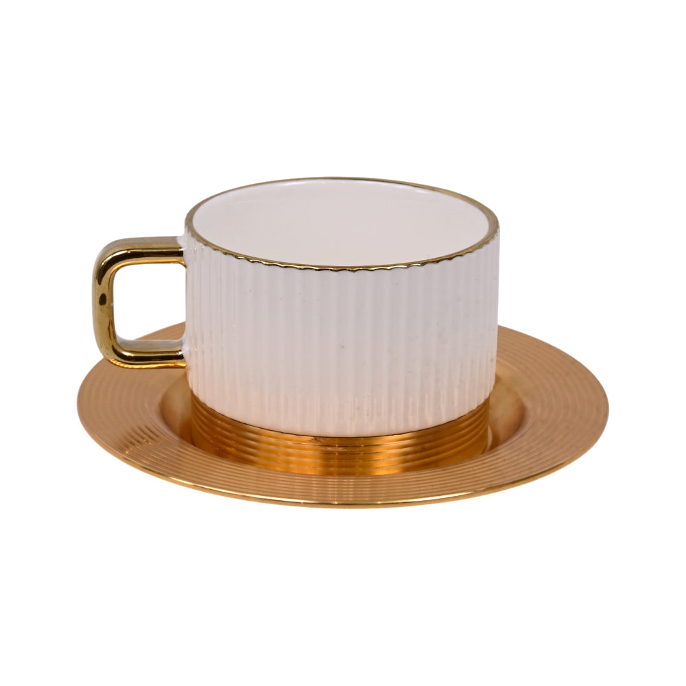 CUP & SAUCER SET 6PC PORCELAIN WHITE 5-5 MKT