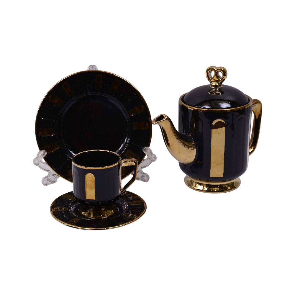 TEA SET 24PC CERAMIC SHINE COLLECTION ABC25-332 BLACK
