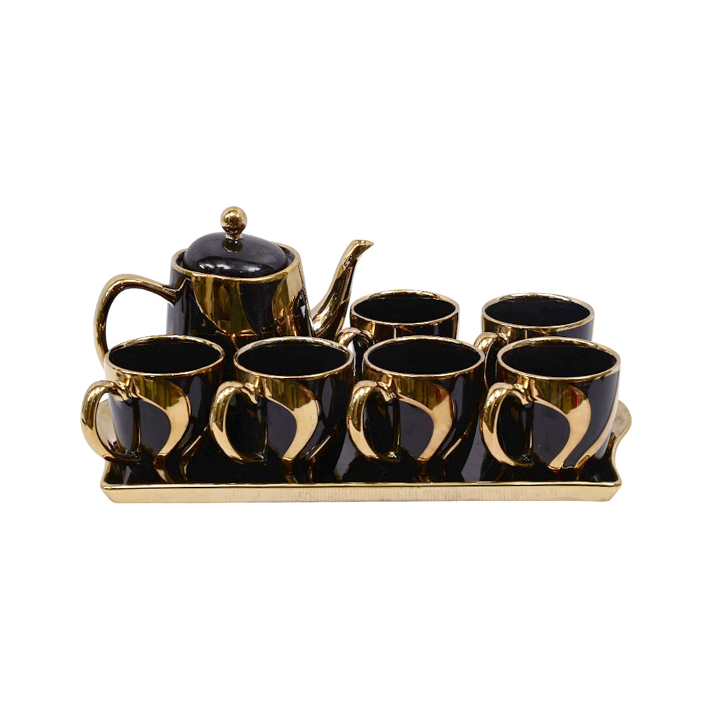 COFFEE SET 9PC CERAMIC SHINE COLLECTION ABC383 BLACK
