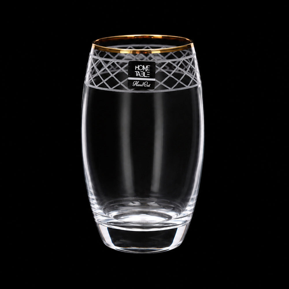GLASS PSB HAND CUT BARREL GOLD 41020-56-B003 (Pack of 6)