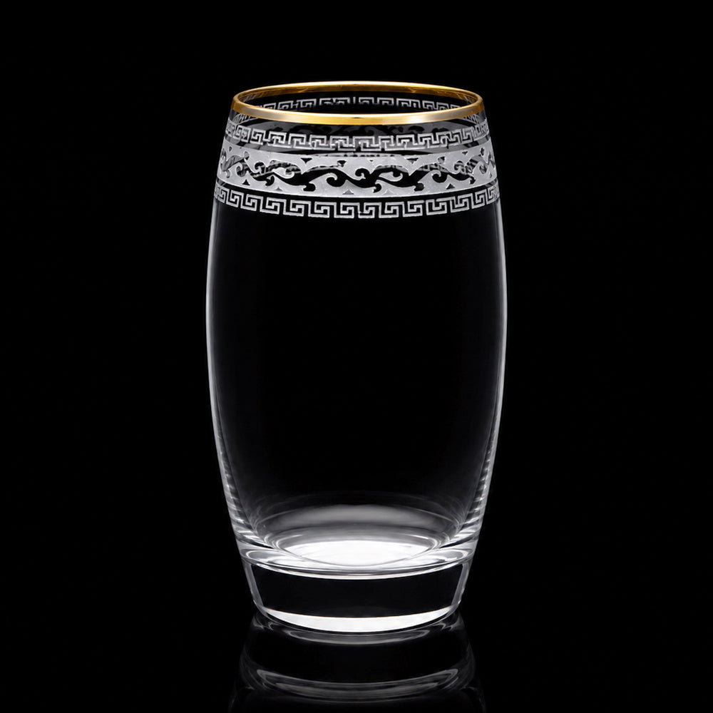 GLASS PSB HAND CUT BARREL GOLD 41020-56-B005 (Pack of 6)