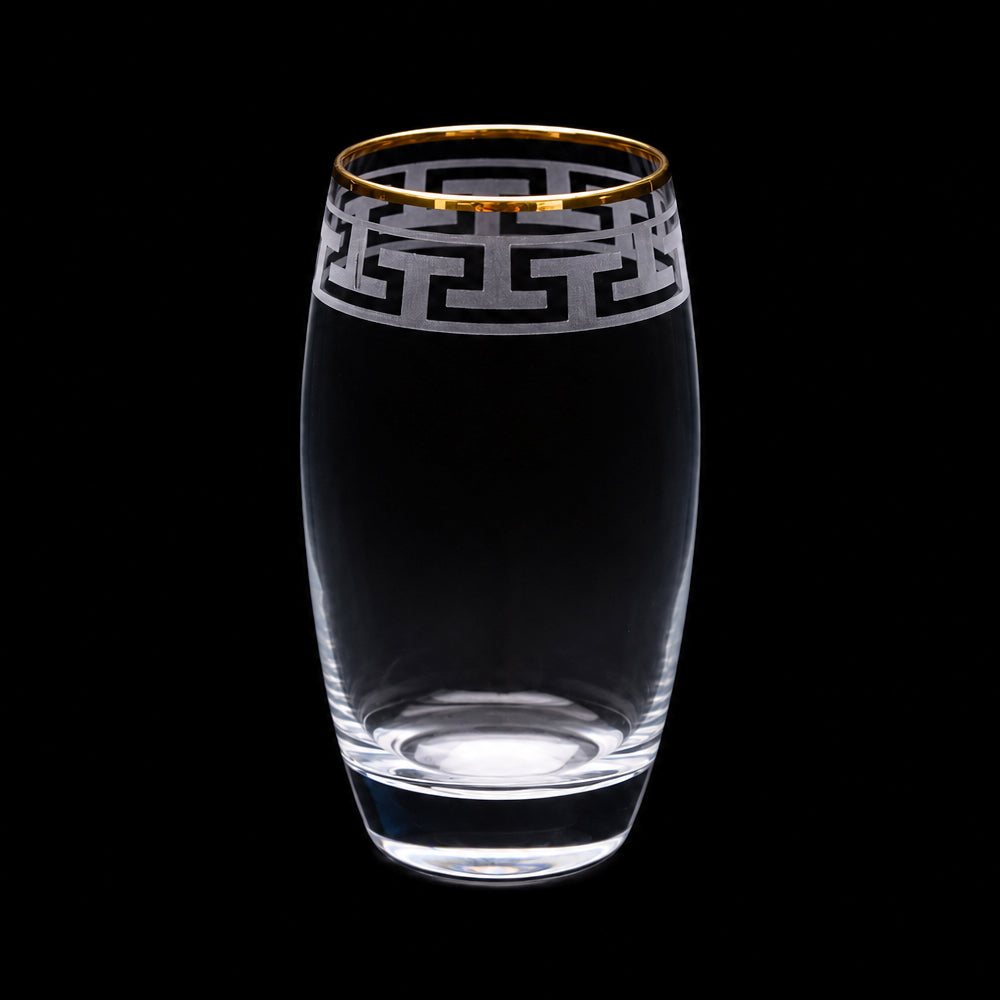 GLASS PSB HAND CUT BARREL GOLD 41020-56-B022 (Pack of 6)