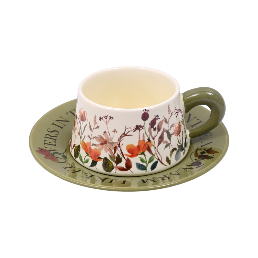 CUP & SAUCER SET CERAMIC IR LW9-Pack of 6