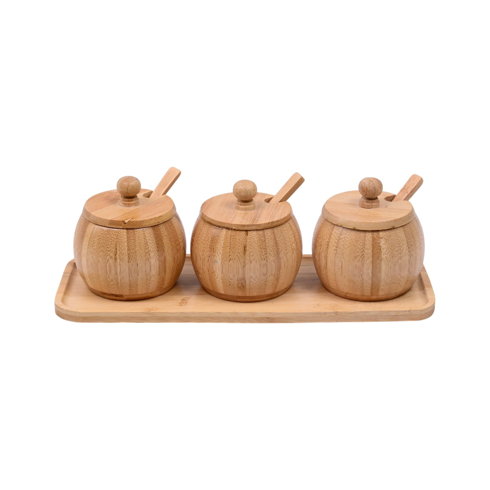 SUGER POT SET 3 PC WOODEN IR JC-12