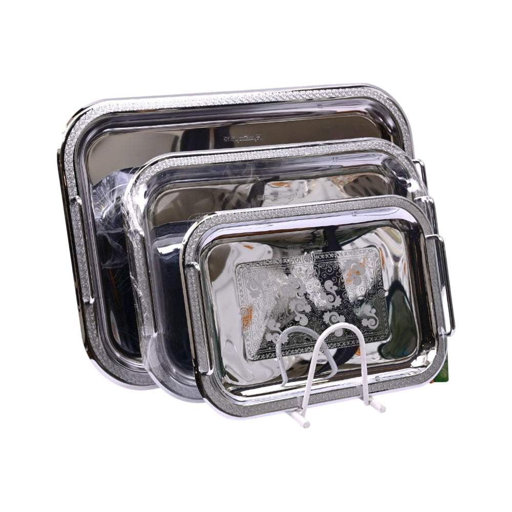 TRAY SET 3PC STEEL GOLDEN-SILVER TR003SB MS