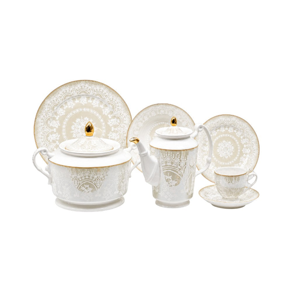 DINNER SET 61 PC BONE CHINA WS-002 RC