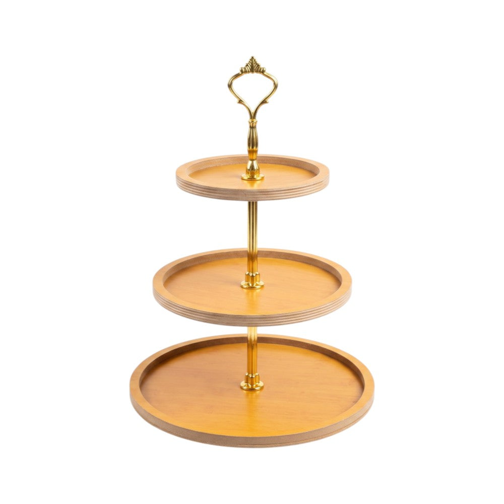 DISH CAKE 3 TIER WOODEN IR GH145/HX14