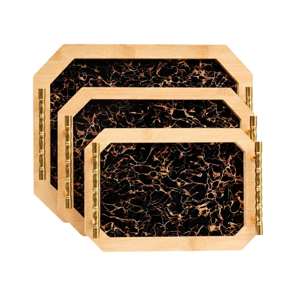 TRAY SET 3PC WOODEN IR TP034/HX22