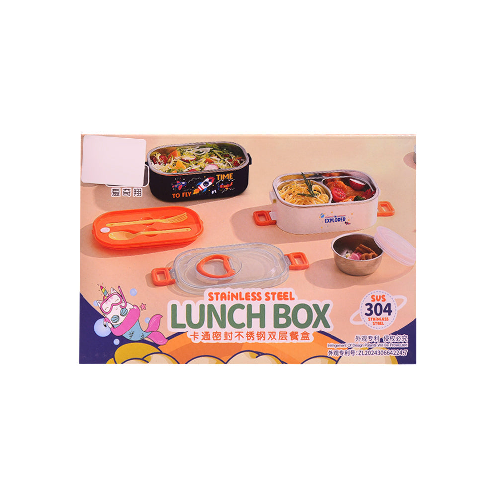 D-25 SS KIDS 2PORTION LUNCH BOX ASST IR