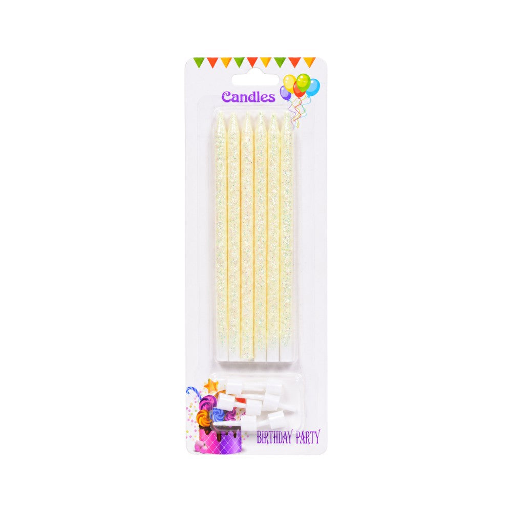 HBD PARTY CANDLE GLITER 6PC IR