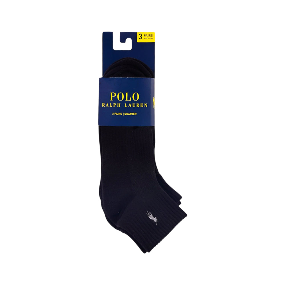 RL ATHLETIC QUARTER SOCKS P-3 824063PK BLK (IR)