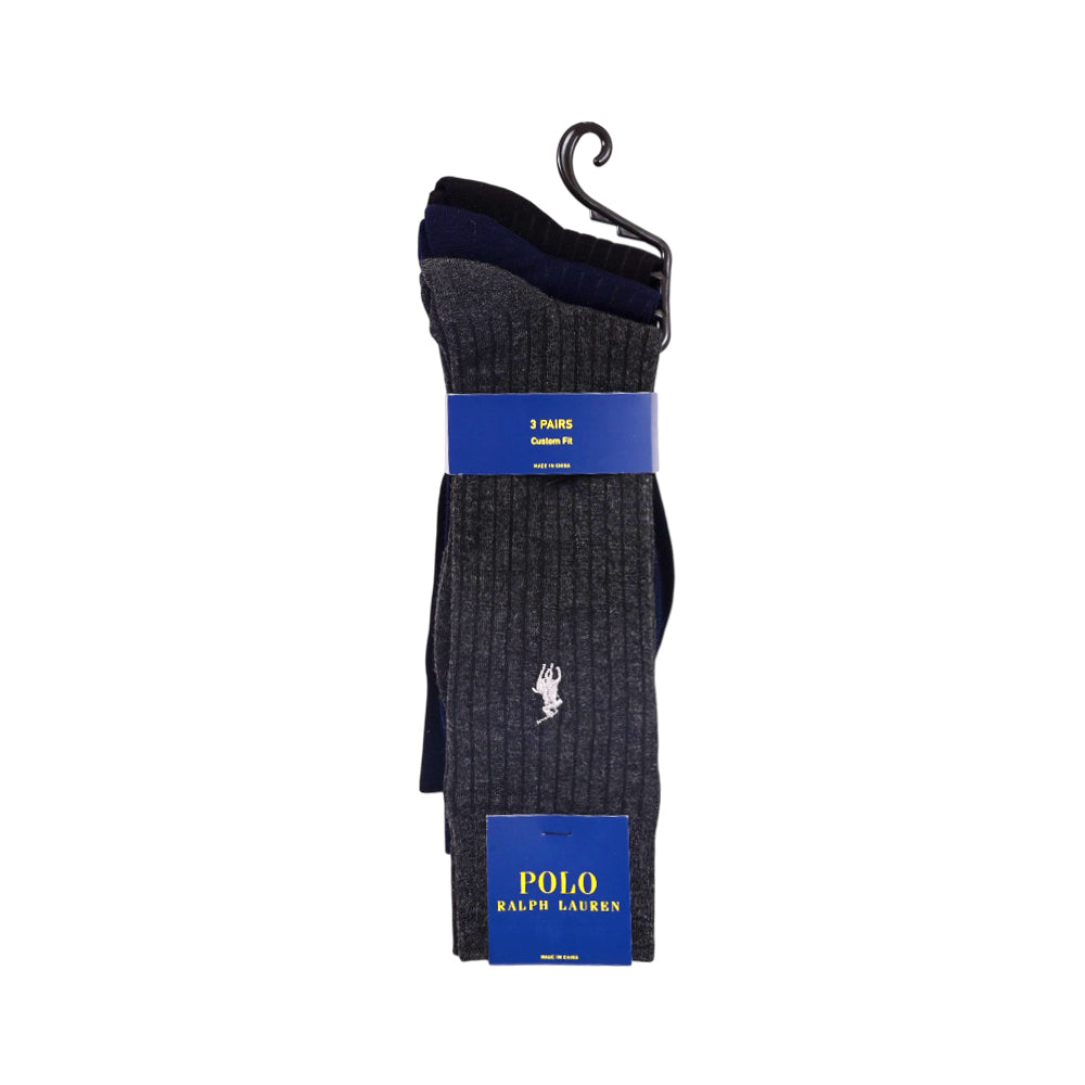 RL MENS DRESS SOCKS P-3 8084PK GRY/BLK (IR)