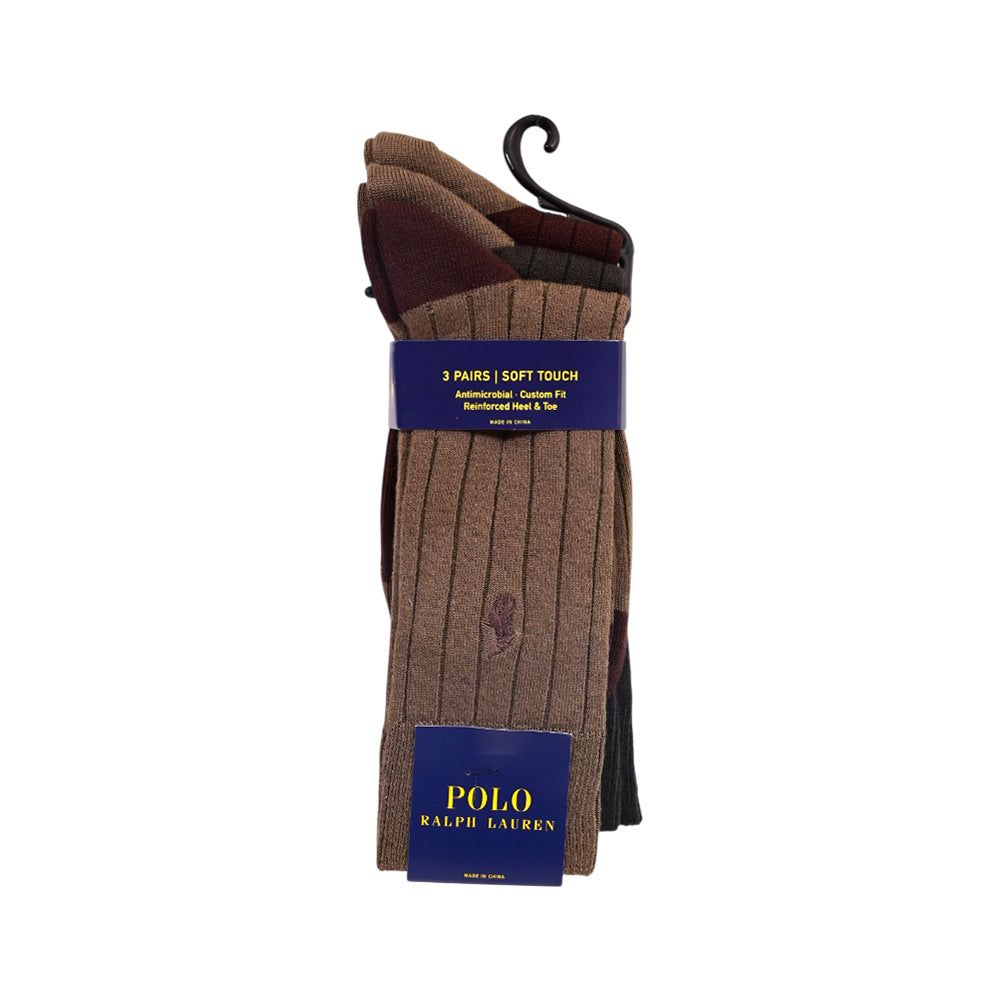 RL MEN DRESS SOCKS P-3 8439 PK BRNAS (IR)