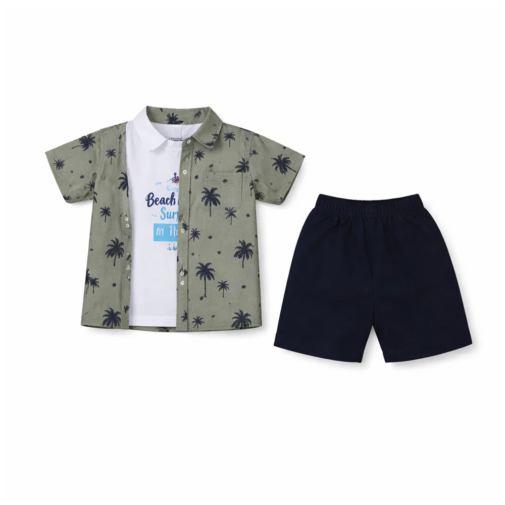 BOYS S/S 3PC KNICKER SUIT 2662 ZHW-26 18-24M GREEN MINIMAX S