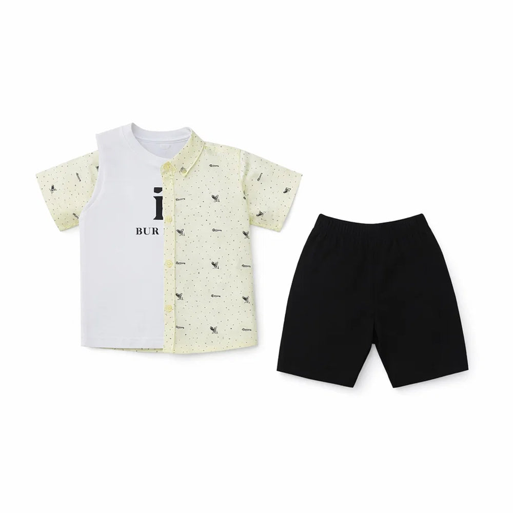 BOYS S/S 3PC KNICKER SUIT 2667 ZHW-26 4-5YEAR LEMON MINIMAX