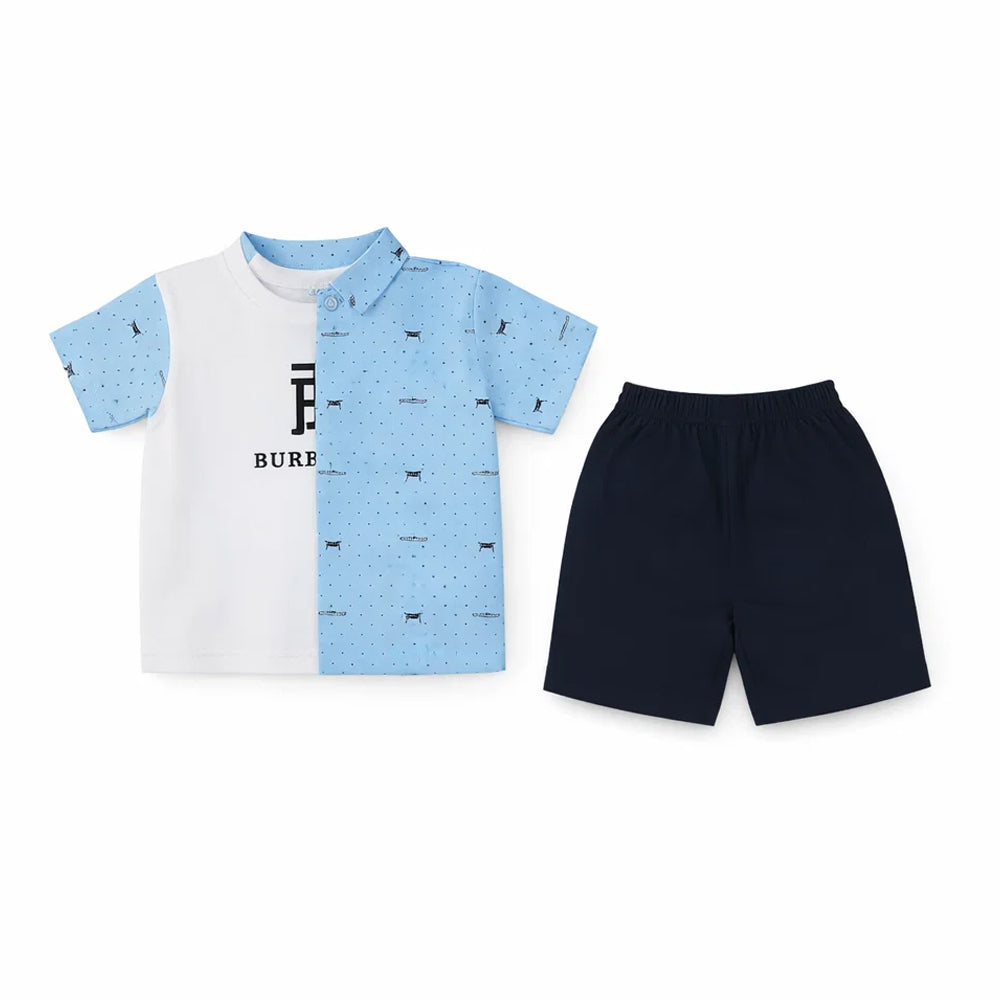 BOYS S/S 3PC KNICKER SUIT 2667 ZHW-26 18-24M SKY BLUE MINIMA