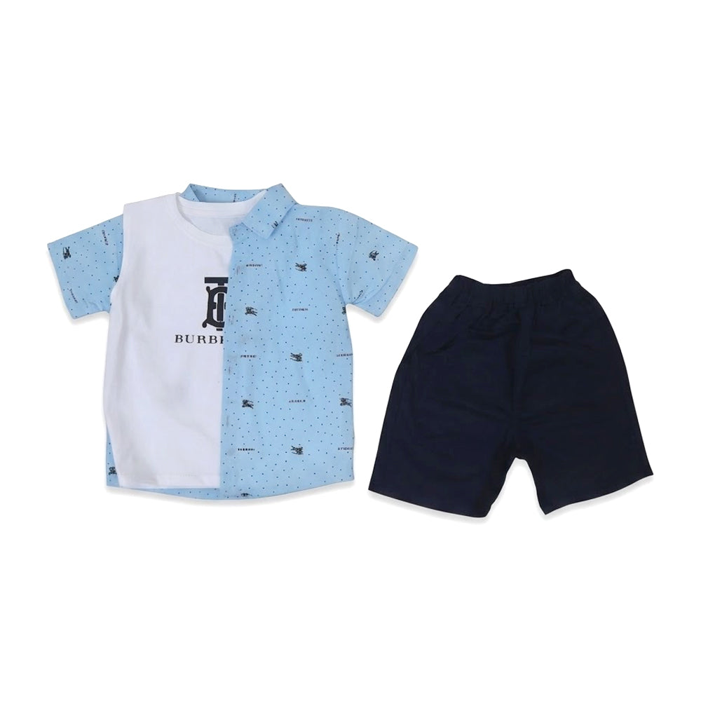 BOYS S/S 3PC KNICKER SUIT 2667 ZHW-26 3-4YEAR SKY BLUE MINIM