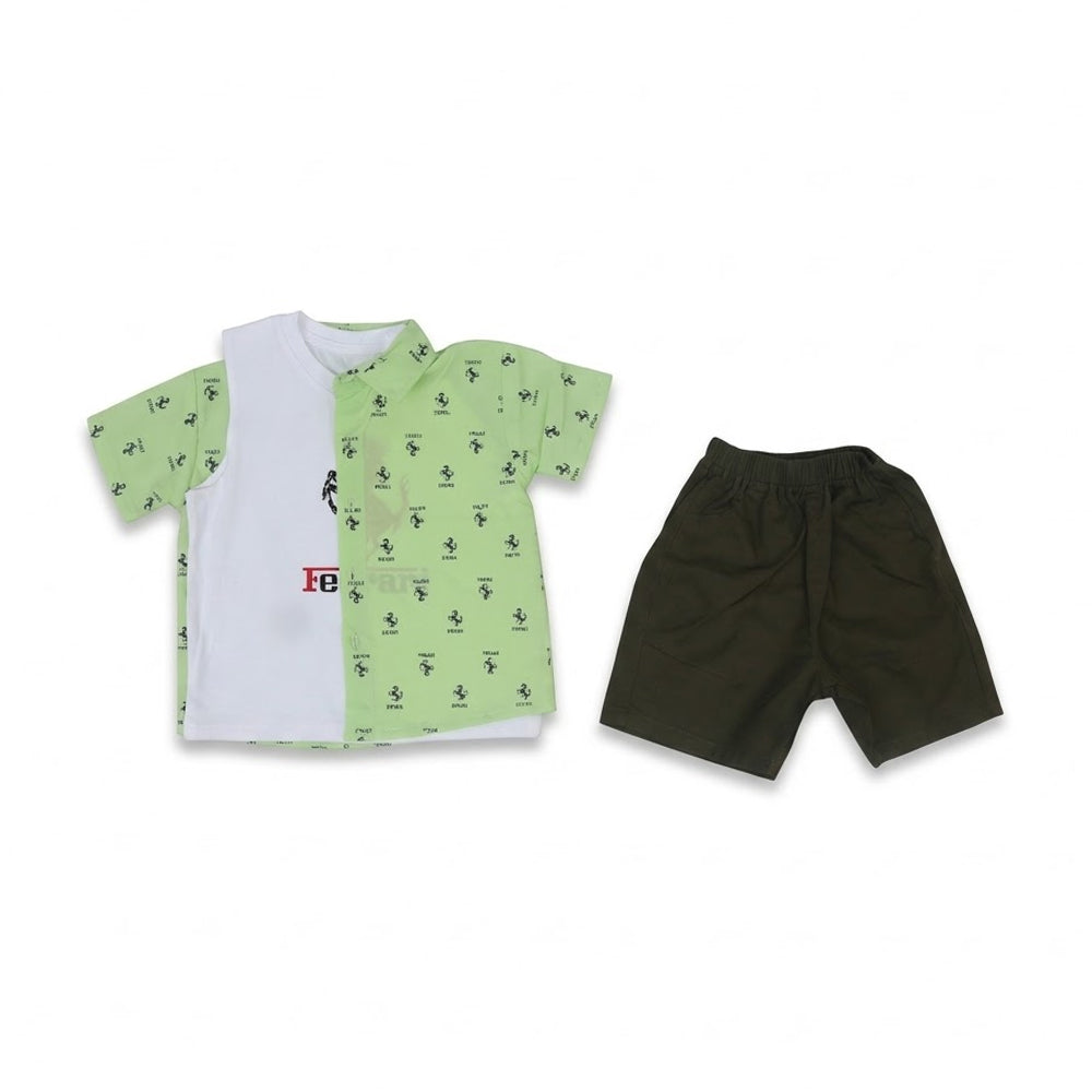 BOYS S/S 3PC KNICKER SUIT GREEN ZHS-26 12-18M 2683