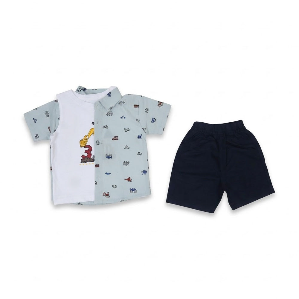 BOYS S/S 3PC KNICKER SUIT SEA GREEN ZHS-26 12-18M 2676