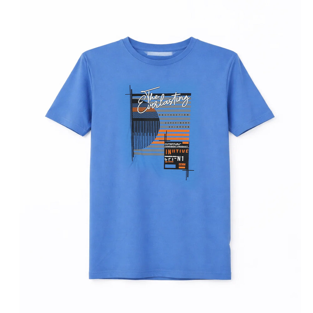 BOYS S/S ROUND NECK T-SHIRT BLUE ZHS-26 7-8 YEAR 2645