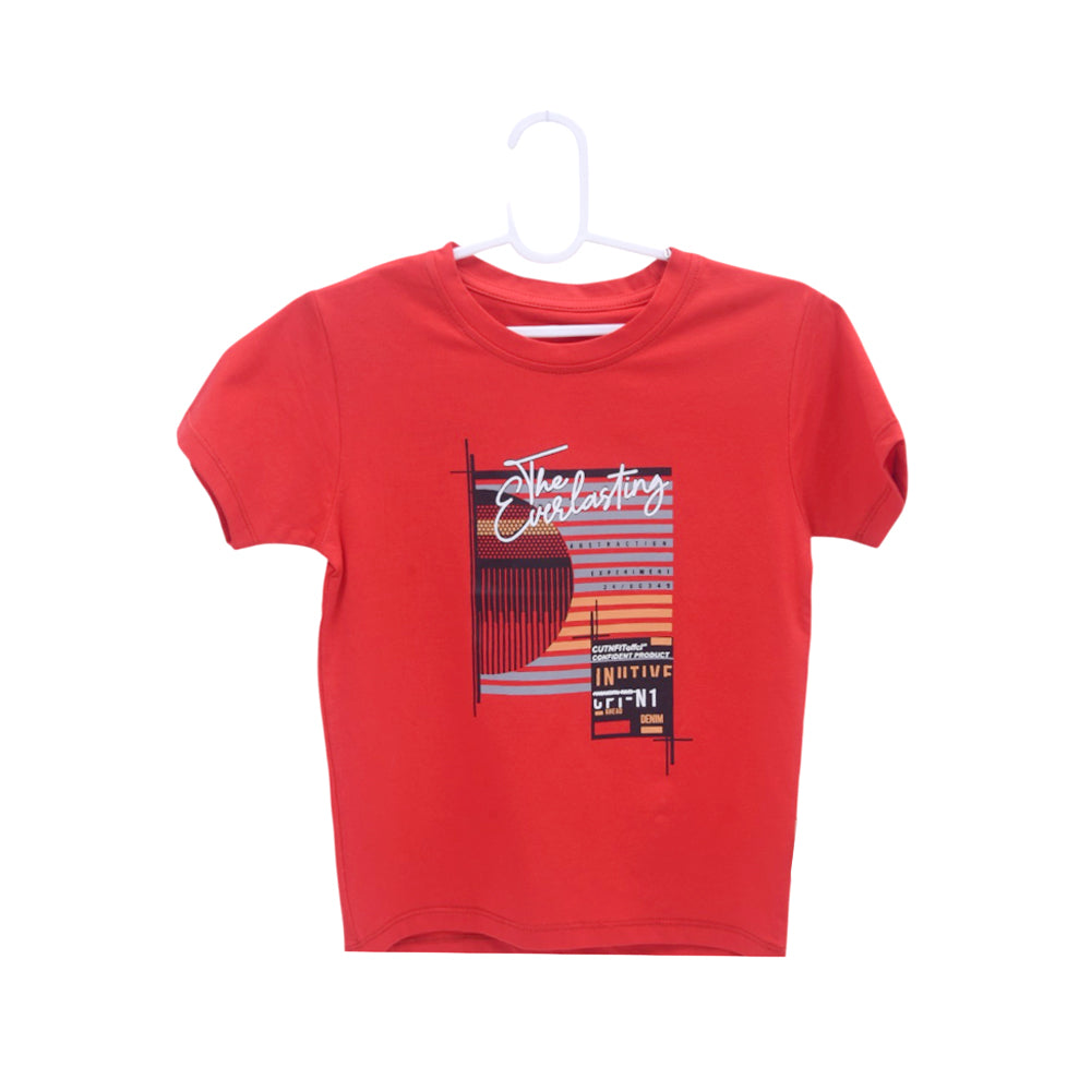 BOYS S/S ROUND NECK T-SHIRT RED ZHS-26 5-6 YEAR 2645