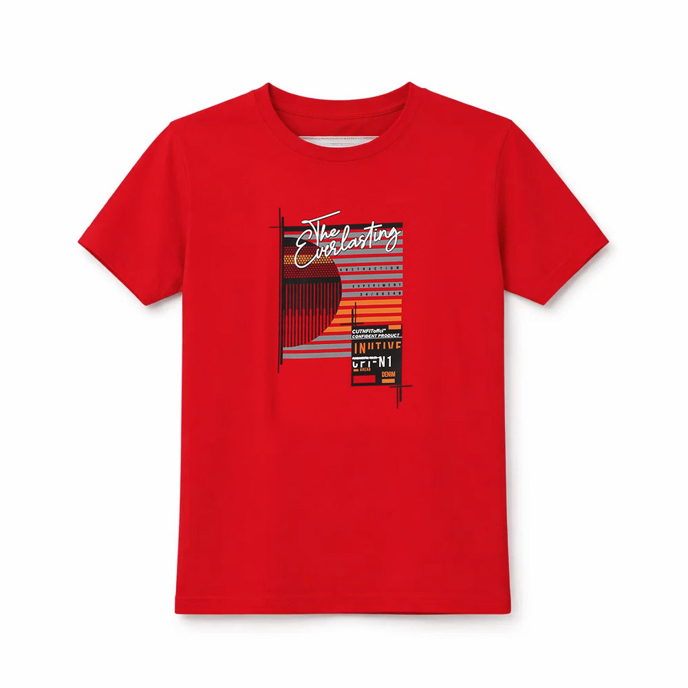 BOYS S/S ROUND NECK T-SHIRT RED ZHS-26 7-8 YEAR 2645