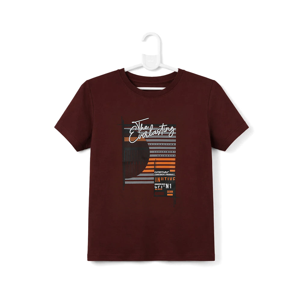 BOYS S/S ROUND NECK T-SHIRT BROWN ZHS-26 6-7 YEAR 2645