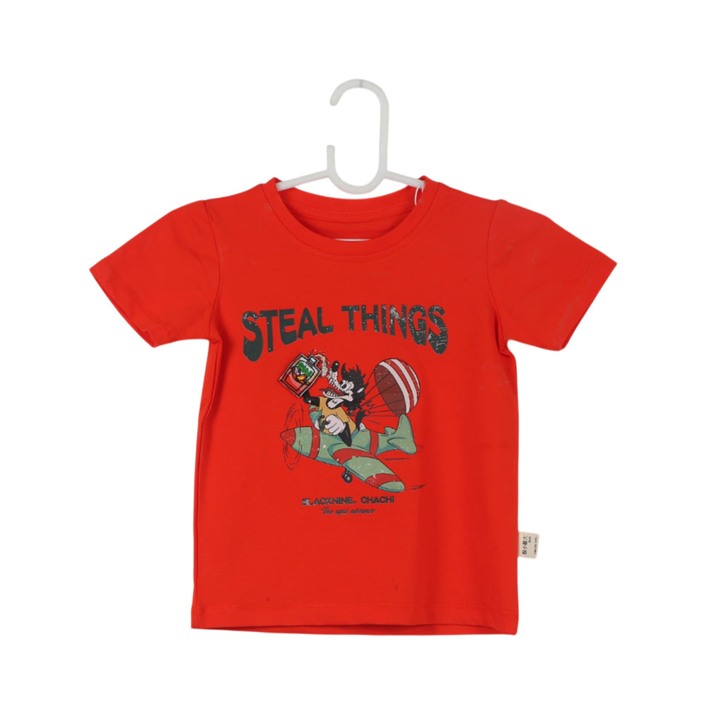 BOYS S/S ROUND NECK T-SHIRT ORANGE ZHS-26 18-24M 2607